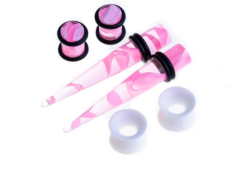Linkning Store 50 PCS Ear Stretching Kit 14Gauges-00Gauges Earring Marble Acrylic Taper Piercing Jewlery Sets - Image 2